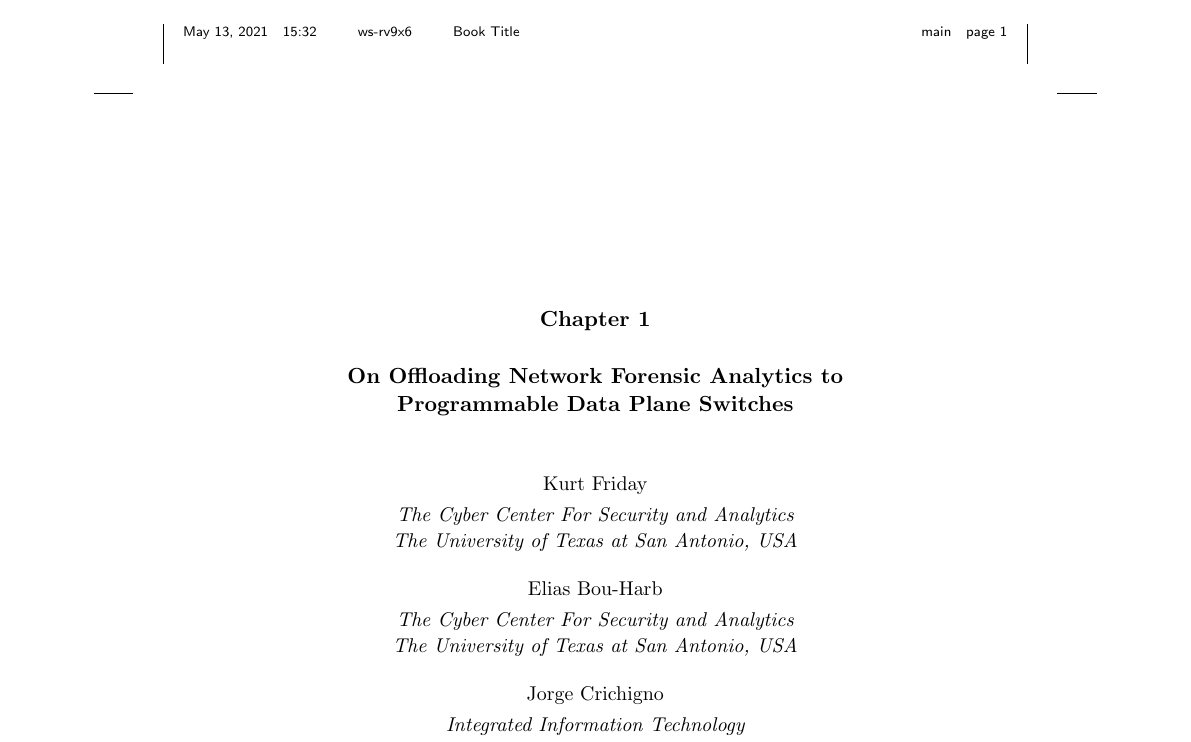 Top of the first page of Offloading Network Forensic Analytics to Programmable Data Plane Switches