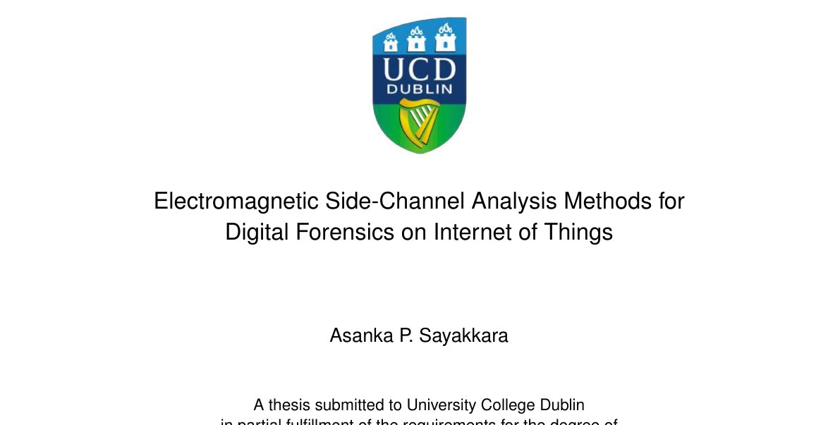 Top of the first page of Electromagnetic Side-Channel Analysis Methods for Digital Forensics on Internet of Things
