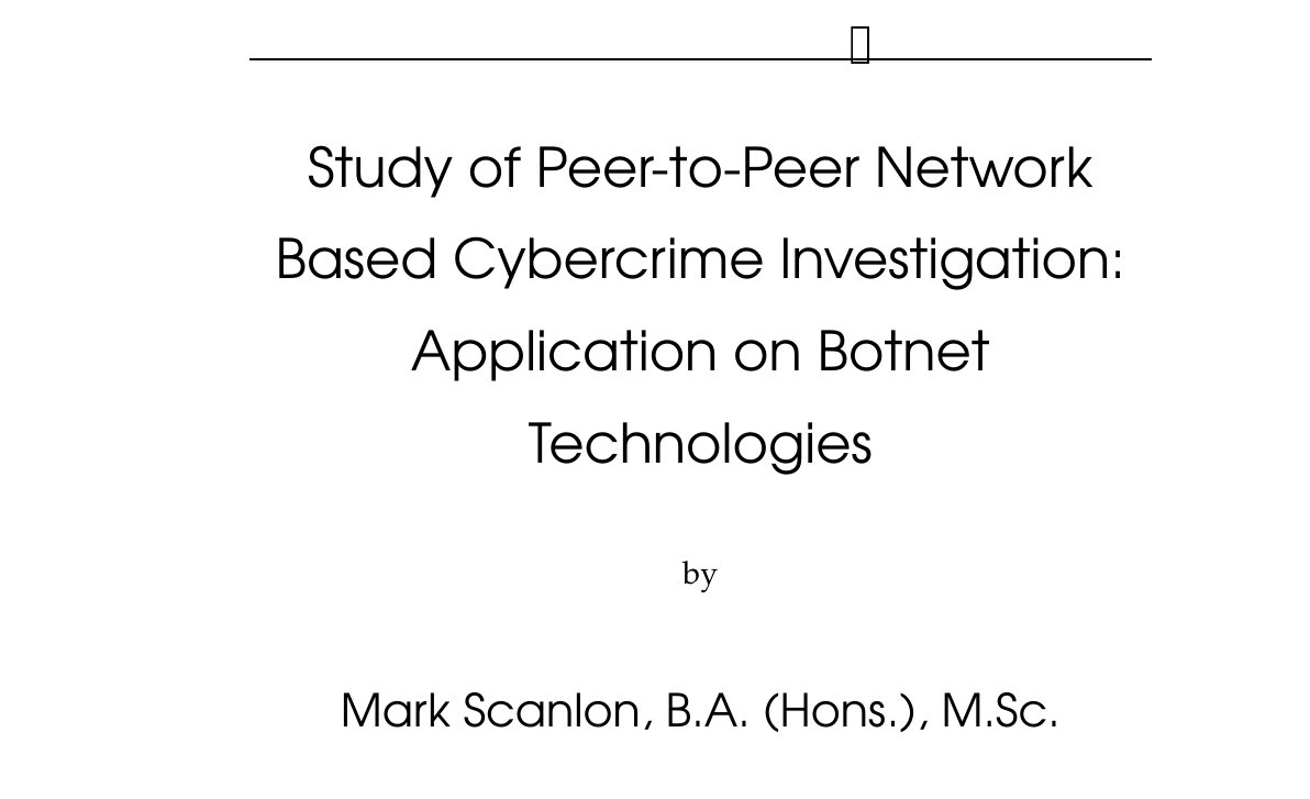 Top of the first page of Study of Peer-to-Peer Network Based Cybercrime Investigation: Application on Botnet Technologies