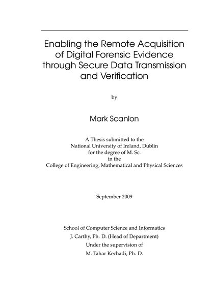 First-page preview of Enabling the Remote Acquisition of Digital Forensic Evidence through Secure Data Transmission and Verification